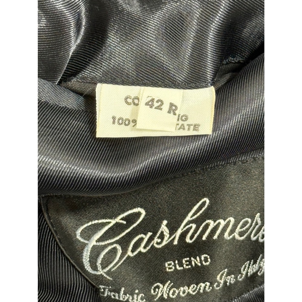 Vintage Ron Chereskin Cashmere Blend Overcoat 42R Black Double Breasted Italy - Picture 5 of 10